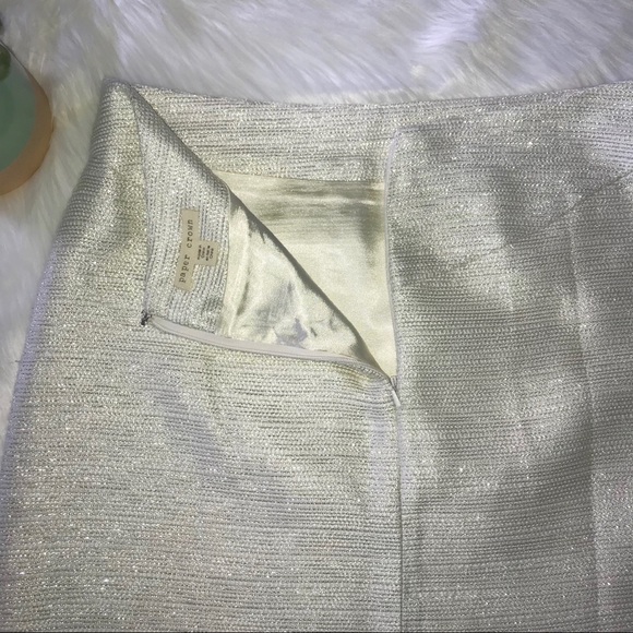 Anthropologie PaperCrown Metallic Cream Ivory Skirt Women’s Size 6 - Picture 7 of 8